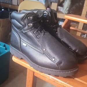 Men's Black Leather Boots Iron Age